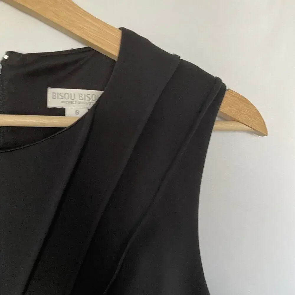 Bisou Bisou Michelle Bonbot black sleeveless midi dress formal size 6 classic